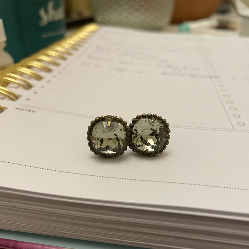Anthropologie Gray Jewel Studs